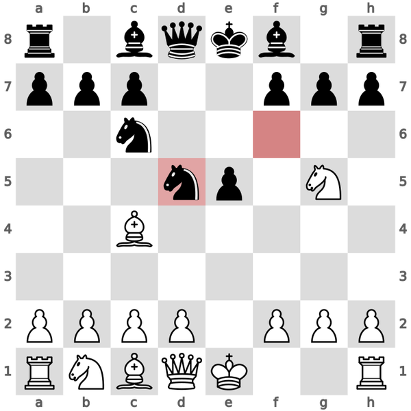 My Chess Game Collection #99. Italian Game: Knight Attack, Normal  Variation, 5.exd5 Nxd5 — Hive