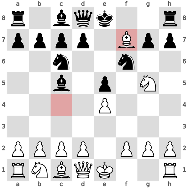 To avoid
  complications, we capture on f7 with our bishop and simply emerge with an
  extra pawn.