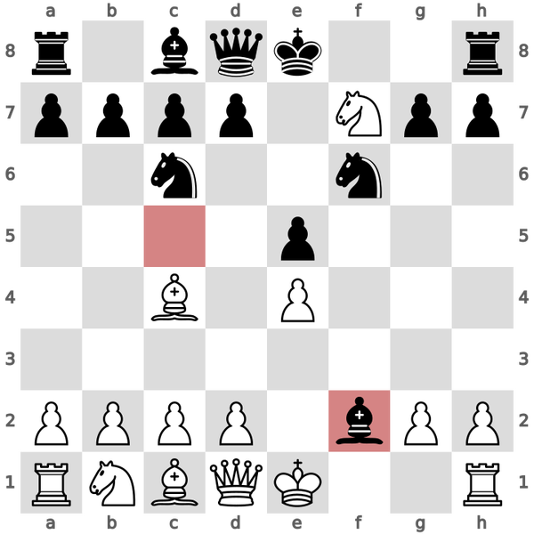Black sacrifices their bishop on f2 to draw our king out.