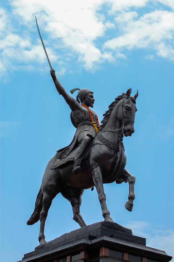 The statue of Chhatrapati Shivaji at Pratapgad.